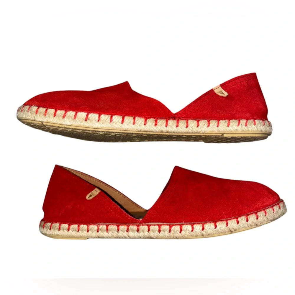 Verbenas Espadrilles Carmen Serraje Fuego Suede Flats Size 9 Red Size EU 40